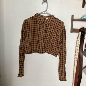 NWOT Cropped H&M plaid shirt (M)
